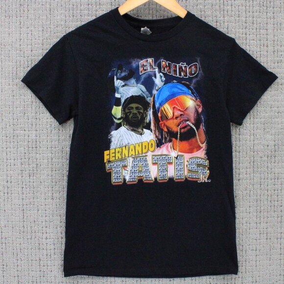 Gildan Shirt Womens Small S Black San Diego Padres Fernando Tatis Graphic Portra - Picture 1 of 8